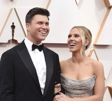Scarlett Johansson with her husband.